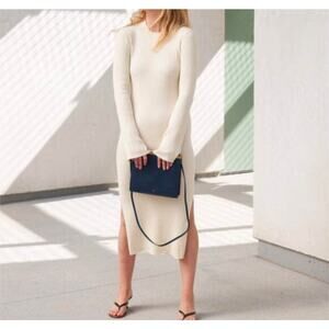 AYR Cream Ribbed Sweater Dress Fitted Medium NWOT